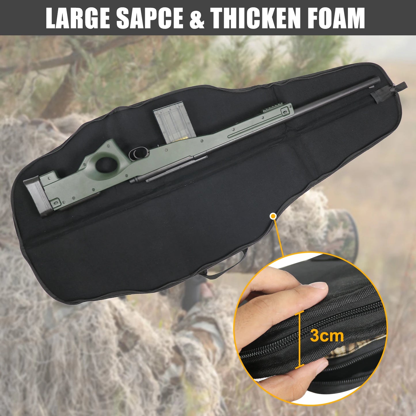 Rifle Case Tactical Waterproof Padded Double Backpack Gun Bag for Outdoors
