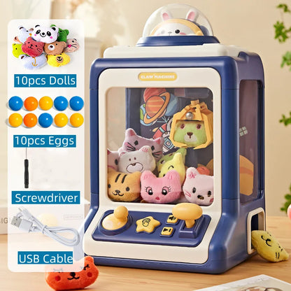 Automatic Doll Machine Toy for Kids Mini Cartoon Coin Operated Play Game Claw Crane Machines with Light Music Children Toy Gifts-EXPROTAS