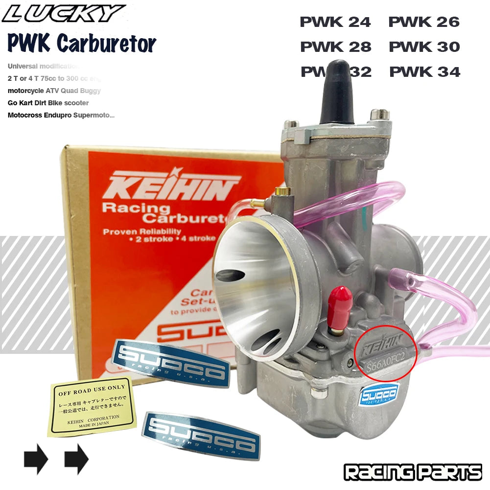 Keihin PWK 24/26/28/30/32/34mm Carburetor for 2T/4T Scooter, ATV, Dirt Bike, Enduro Motocross