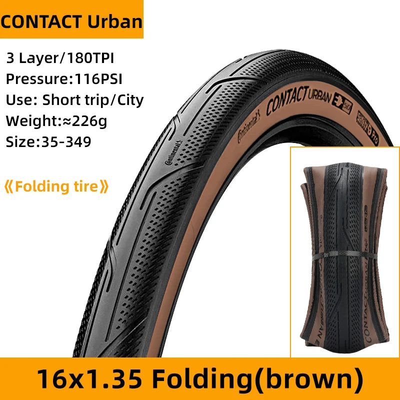 Continental Contact Urban Tyre 16/20 Inch Wire Bead Reflective BMX Folding Bike