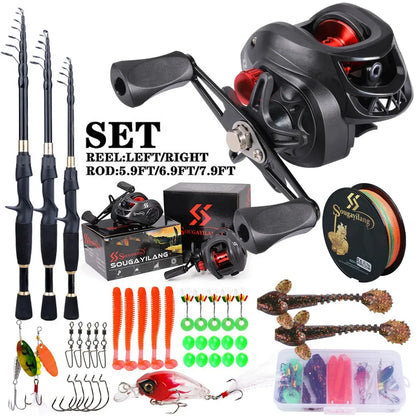 1.8-2.4m Telescopic Rod Reel Set Sougayilang 7.2:1 Freshwater Fishing Kit