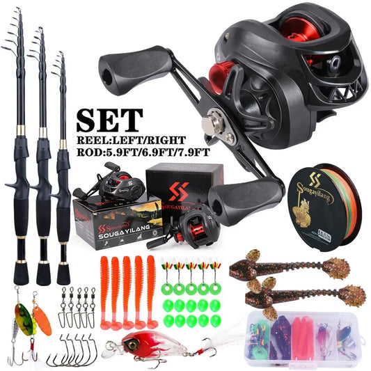 1.8-2.4m Telescopic Rod Reel Set Sougayilang 7.2:1 Freshwater Fishing Kit