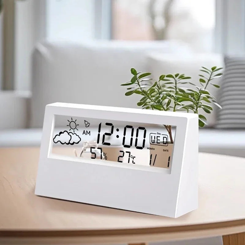 Digital Temperature Clock LED Display Weather Humidity Alarm Desktop