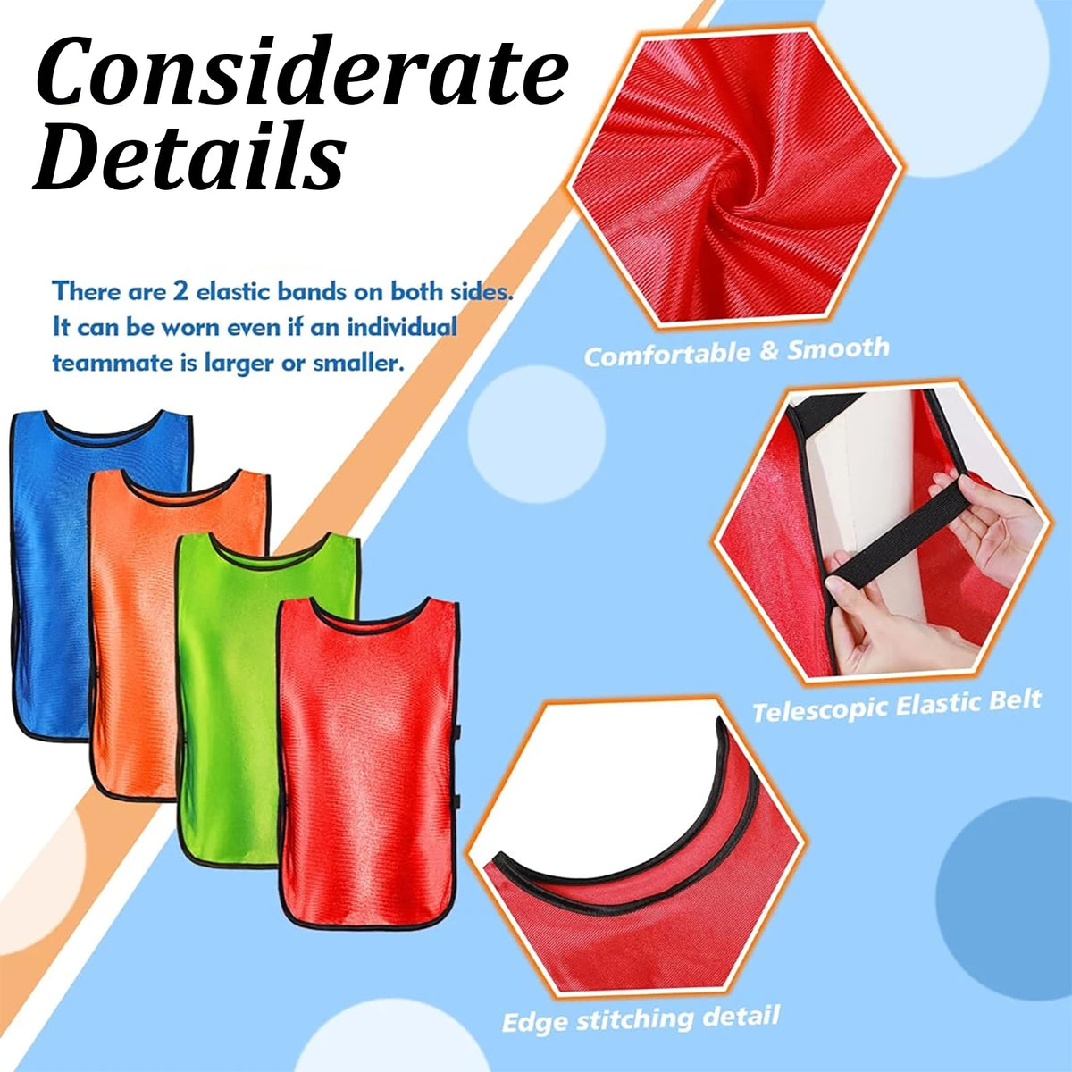 6PCS Pinnies Quick Drying Soccer Football Training Vests Youth Sports