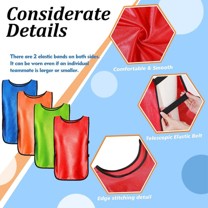 6PCS Pinnies Quick Drying Soccer Football Training Vests Youth Sports