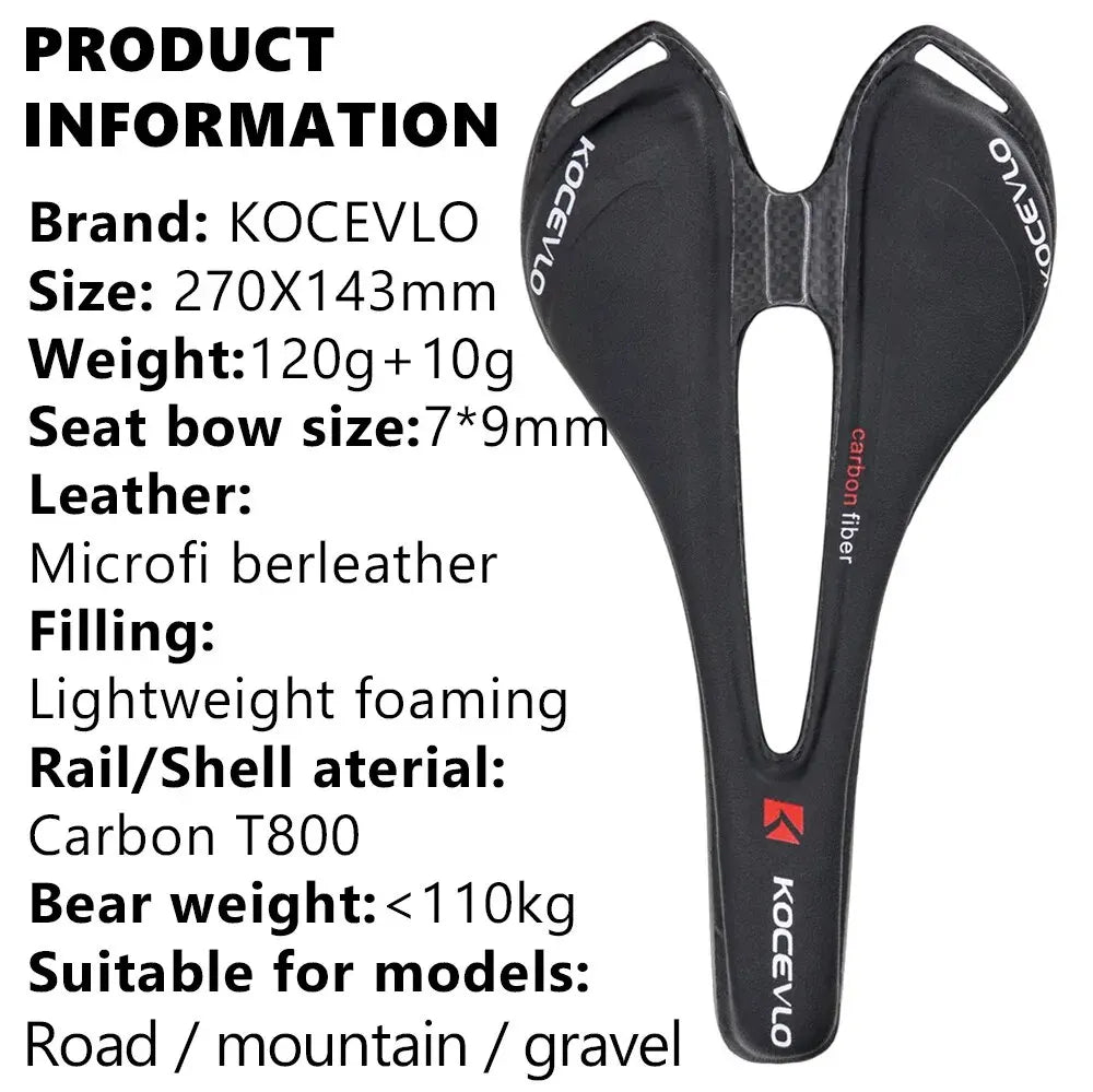 KOCEVLO Carbon Saddle T800 Carbonfiber+Leather Fiber Ultralight Road Bicycle MTB Bike Saddle Seat-EXPROTAS