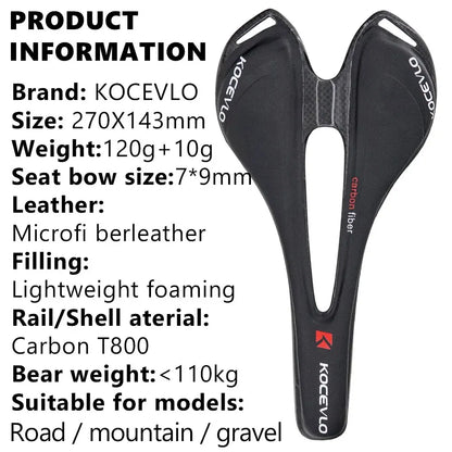 KOCEVLO Carbon Saddle T800 Carbonfiber+Leather Fiber Ultralight Road Bicycle MTB Bike Saddle Seat-EXPROTAS