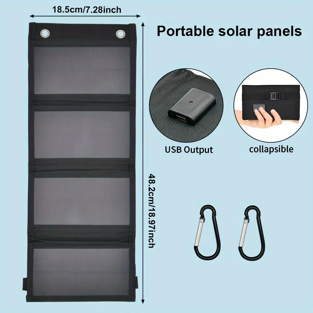 12V Phone USB Charger Solar Panel Portable Outdoor Camping Power Bank
