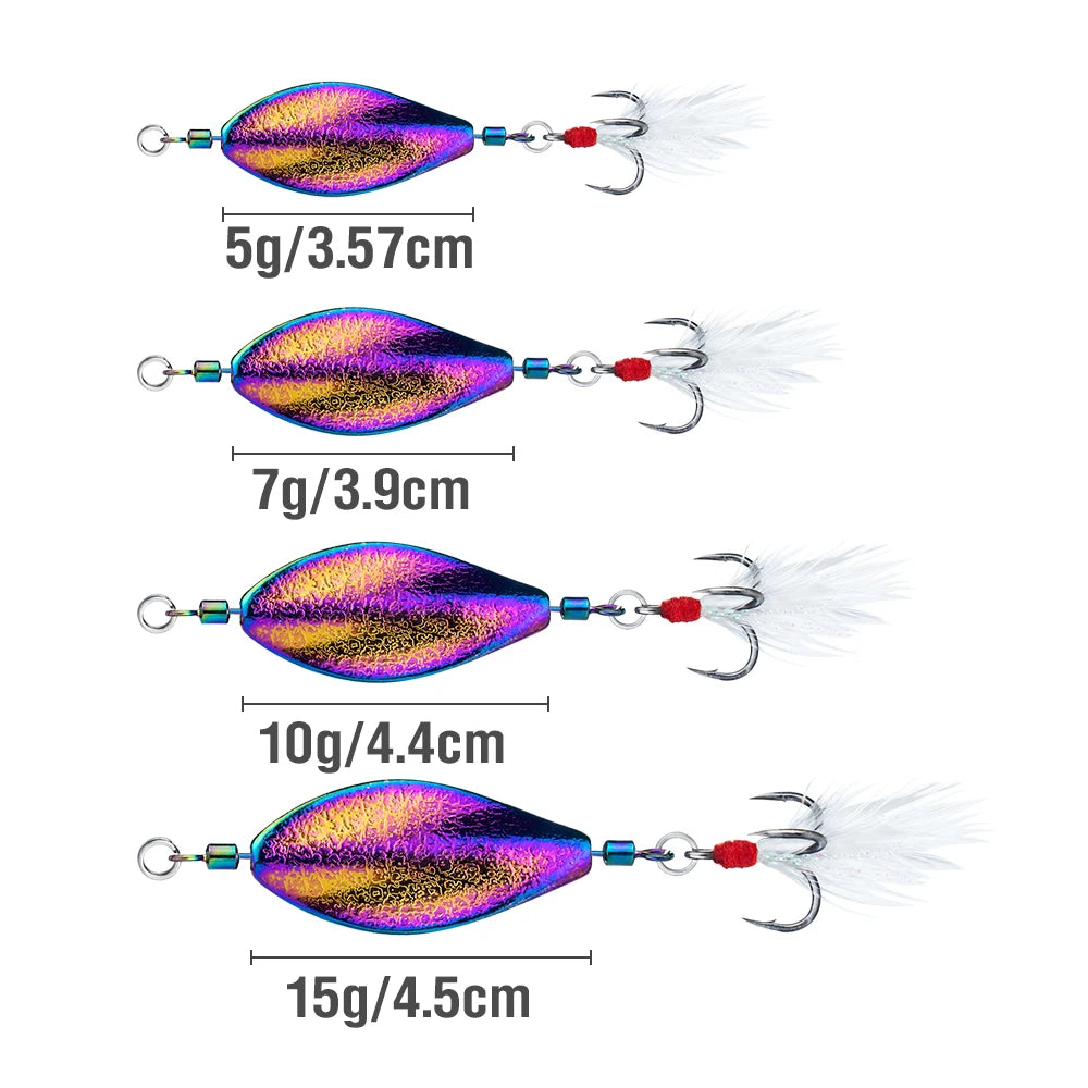 3Pcs Spoon Fishing Lure Metal Baits for Trout Bass 5g 7g 10g 15g
