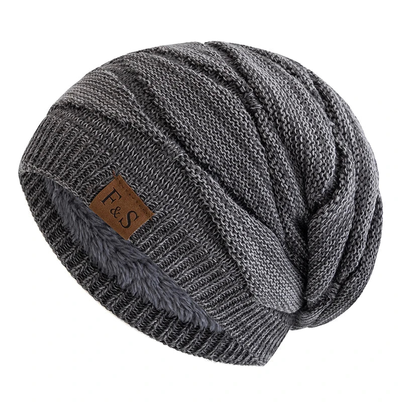 New Unisex Slouchy Winter Hat Fleece Lined Beanie Men Women Mixed Color Knit Cap - EXPROTAS