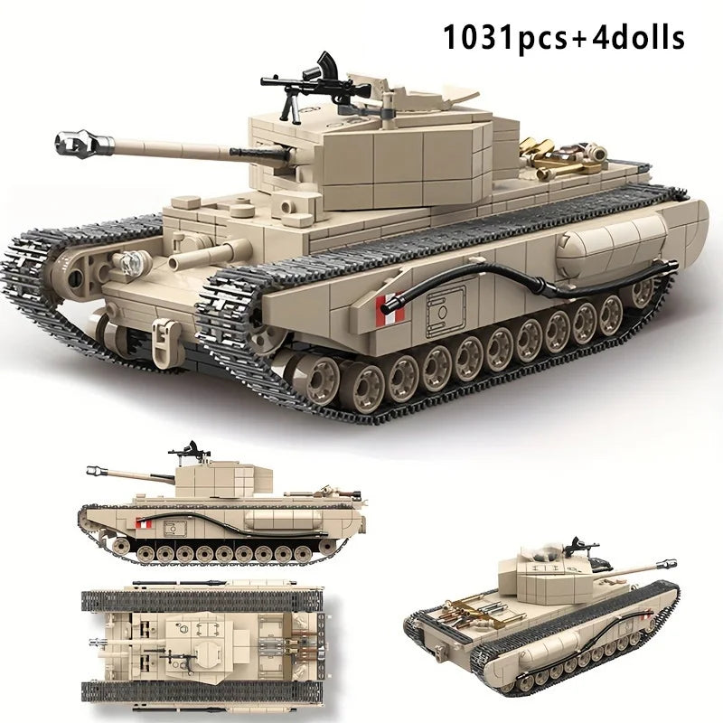 WW2 British Churchill Infantry Tank Building Blocks Military Brick Toy Set