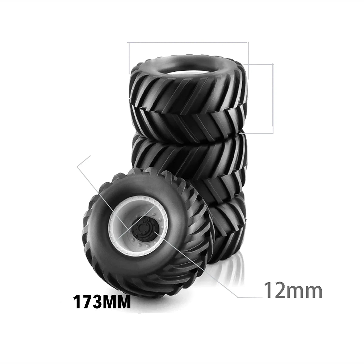 2PCS Truck Rubber Tire 1/8 RC Hex Wheels for Traxxas Maxx E-Revo