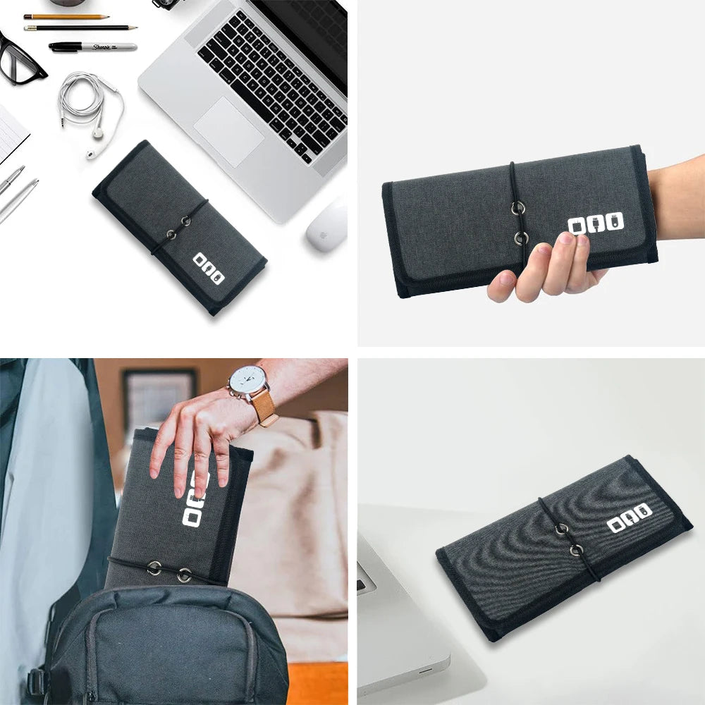 Electronic Organizer Cord Pouch, Travel Cable Charger Phone Accessories Bag Organizer Roll up Tech Carrying Case for USB Cables-EXPROTAS