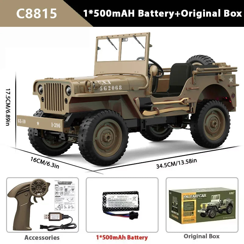 C8815 1/10 RC Willys Jeep 1941 4WD Crawler Military Truck Off-Road RTR Car