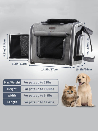 Dog Cat Bike Basket Expandable Pet Carrier Backpack 4-Door Foldable Bike Carrier