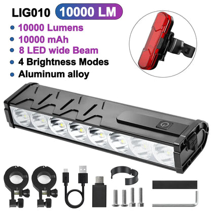 NEWBOLER Bicycle Front Headlight 10000 Lumen 10000mAh USB Rechargeable MTB