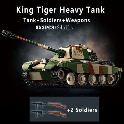WW2 German King Tiger Heavy Tank Building Blocks Military Brick Model Toy Set