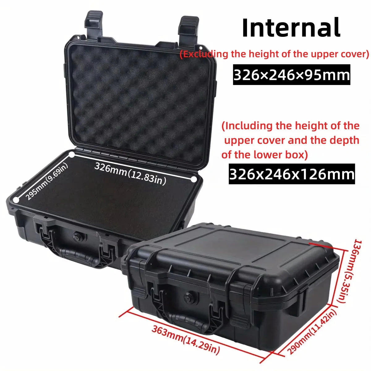 1pc Hard Carry Case Waterproof Storage Box with Pre-Cut Sponge Organizer