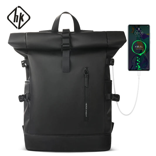 15.6" Laptop Bag Waterproof Expandable Travel Backpack USB Cycling Hiking Men