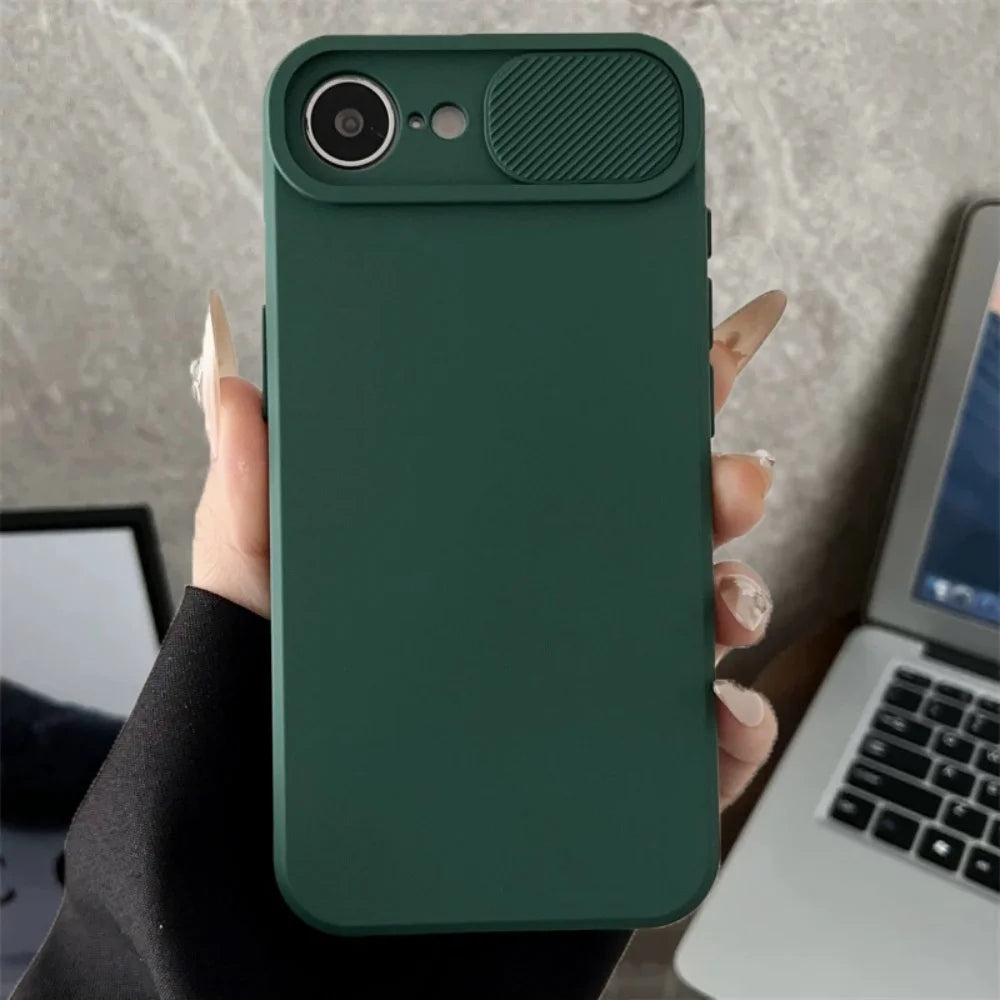 iPhone 11-16E Pro Max Plus Mini TPU Case Slide Camera Cover Shockproof Soft