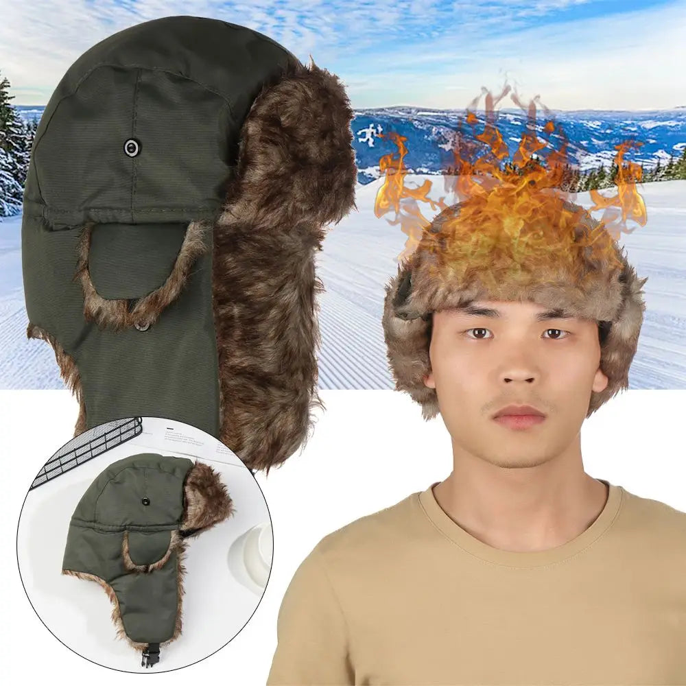Russian Ushanka Winter Hat Fur Earflap Trapper Ski Cap for Men Women