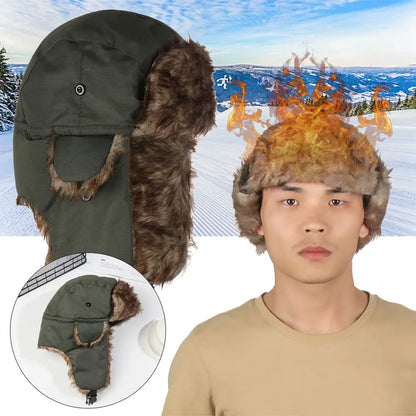 Russian Ushanka Winter Hat Fur Earflap Trapper Ski Cap for Men Women