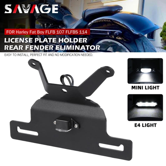 Harley Fat Boy 107 114 License Plate Holder LED Light Tail Tidy Bracket 2018-2024