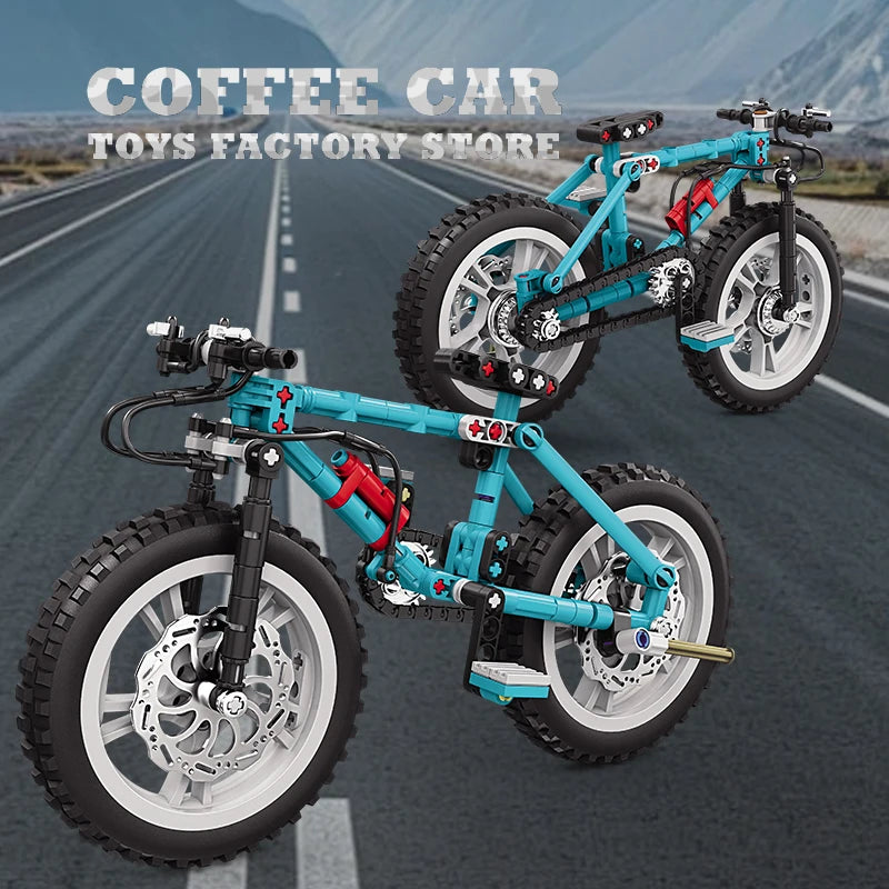 Mechanical Motion Bicycle Building Blocks MOC Mountain Bike STEM Model Toy Gift