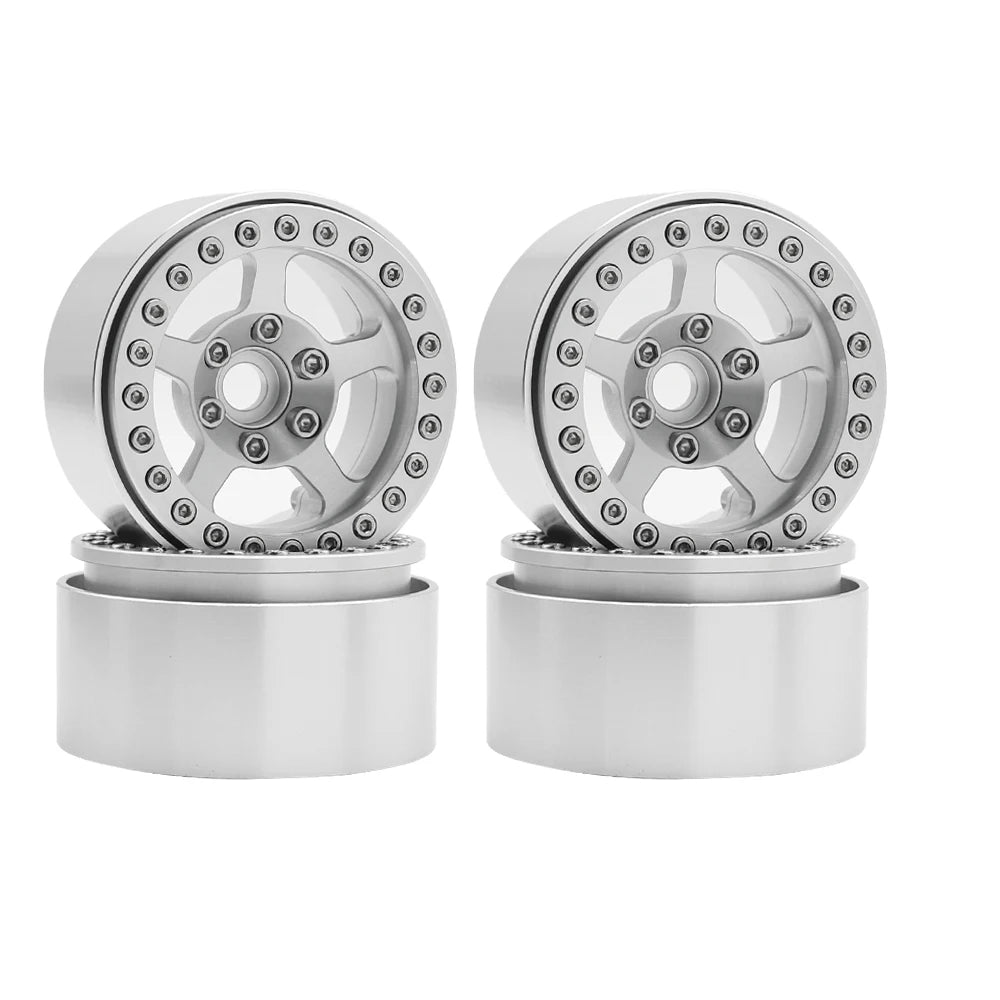 Universal 1/10 RC Crawler 1.9" Beadlock Wheels Aluminum 5-Spoke