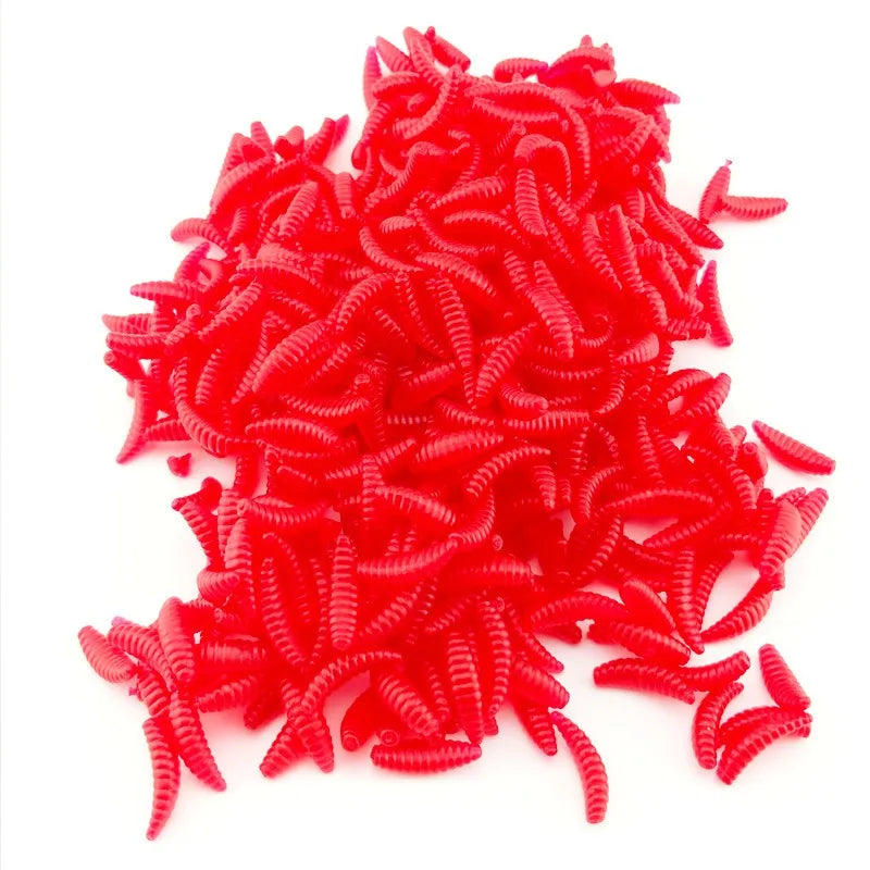 100Pcs Grub Soft Fishing Lures Silicone Worm Bait 2cm 0.3g Artificial