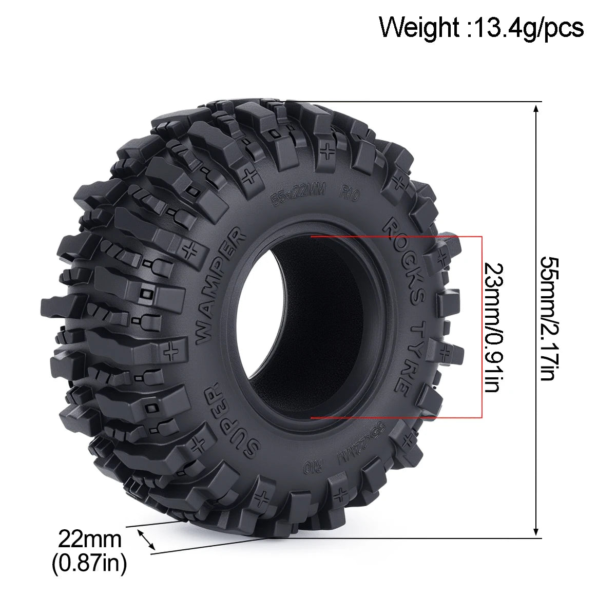 1.0in Sticky Soft RC Crawler Tyres 1/24 1/18 SCX24 FCX24 FCX18 TRX4M