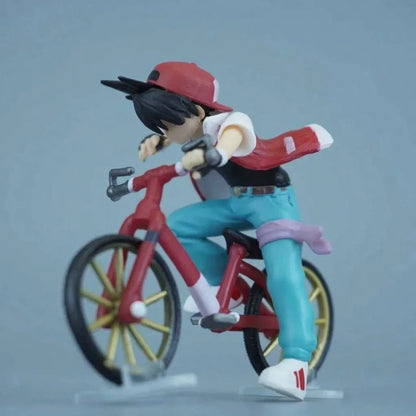 6cm Ash Ketchum Biking Figure Red PVC Action Mini Model Collectible Gift