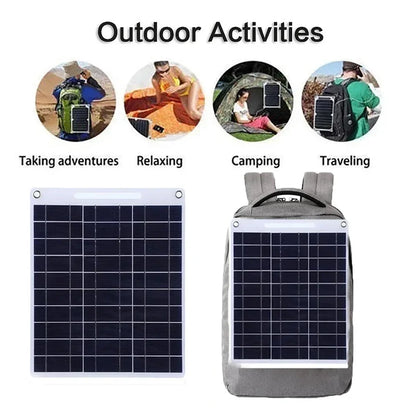 Portable 100W Solar Charger Dual USB Waterproof Panel for Camping Hiking