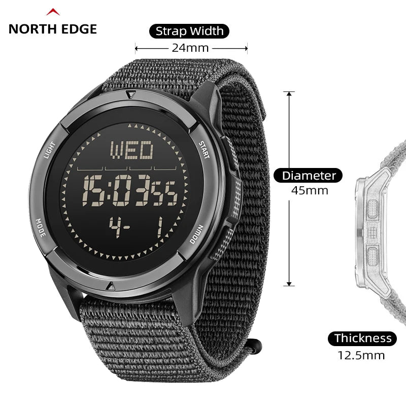 NORTH EDGE ALPS Men's Digital Carbon fiber Watch Shock Militray Sports Super Light Outdoor Compass Waterproof 50M Wristwatches-EXPROTAS