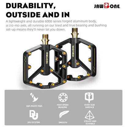 Jawbone MTB Pedals | Flat Aluminum 9/16” Platform Bike Pedals Sealed Bearing