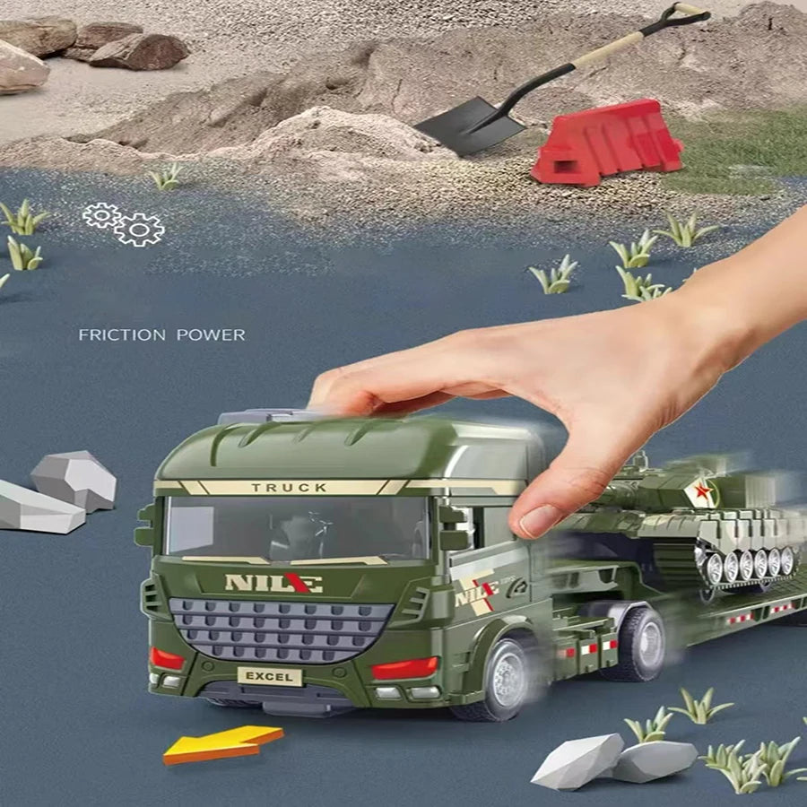 1pcs Scale-carrier Container Engineering Vehicle Excavator Transport Truck Model