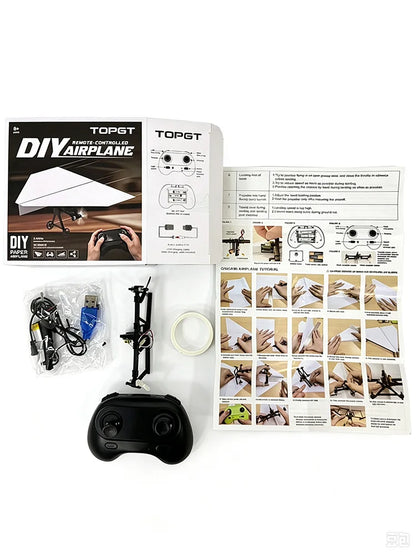 RC Paper Airplane Electric Remote Control Toy with Gyro Stabilizer for Kids
