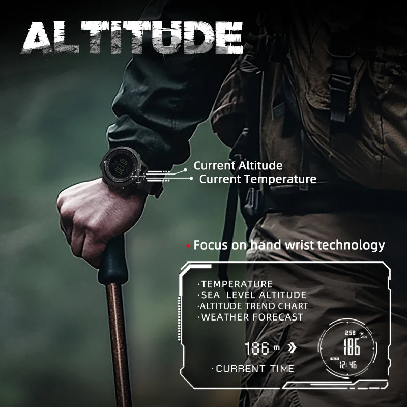 EXPROTAS Digital Watch Men Sports Altimeter Compass Barometer WR50M Outdoor