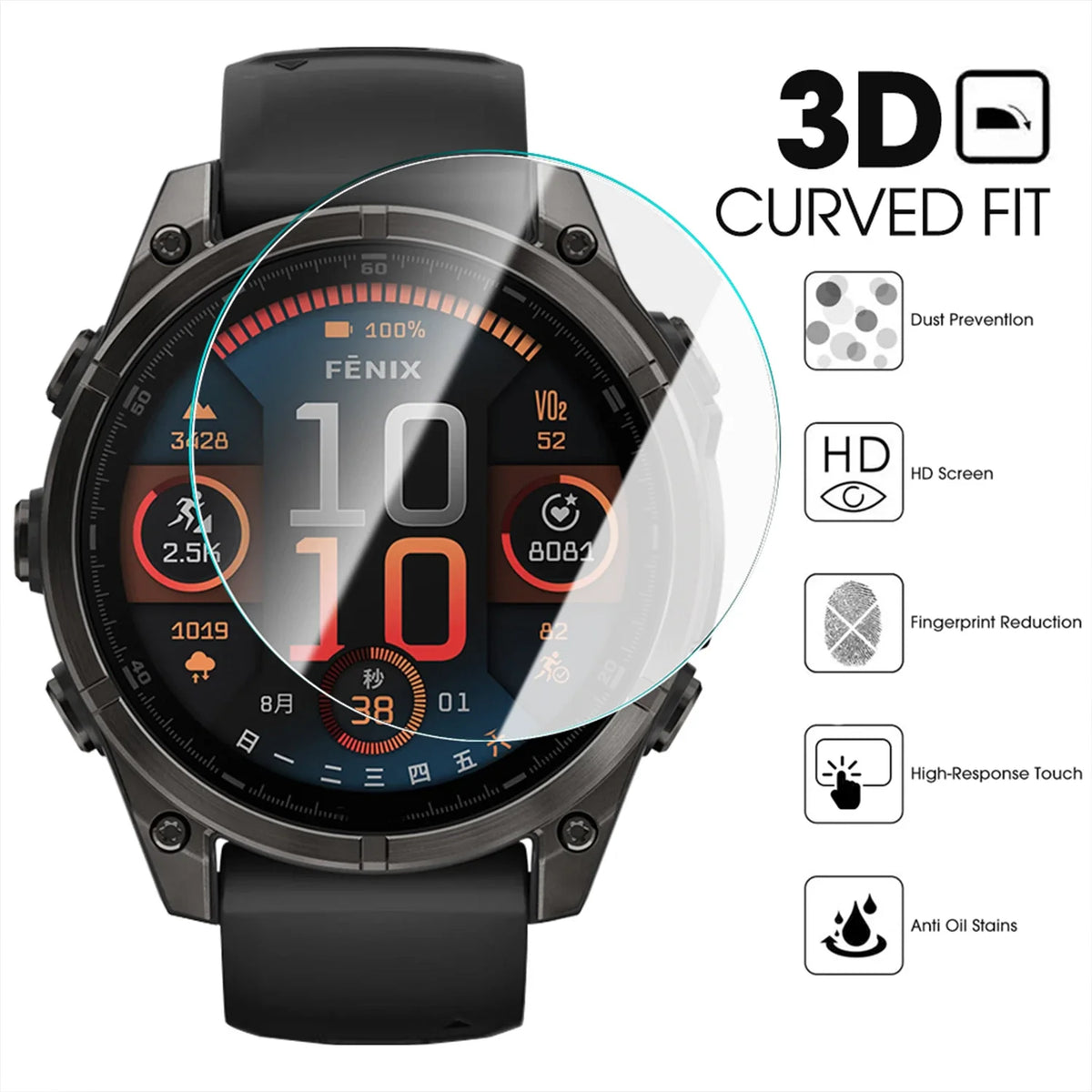 Tempered Glass Screen Protector for Garmin Fenix 9 Pro 51mm Smart Watch