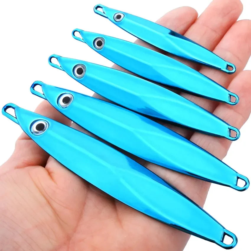 6pcs Long Casting Metal Jig, Sea Fishing Lure, Electroplated Hard Bait, Fishing Accessories Jigging Lure For Saltwater 10g-80g