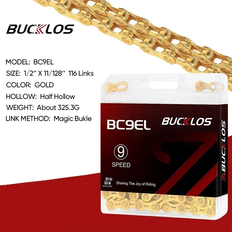 BUCKLOS 8-12 Speed Bike Chain MTB Road Bicycle Chain 116L Shimano SRAM
