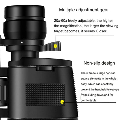 BORWOLF 20-60X70 Binoculars High Magnification  Long Range Zoom 60 Times  Hunting   Astronomical Telescope HD Professiona  Zoom-EXPROTAS