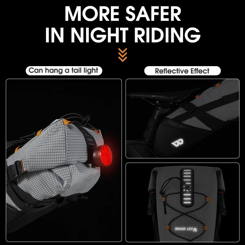 Bicycle Saddle Bag 10L Waterproof Under Seat Bike Tail Pannier MTB Cycling
