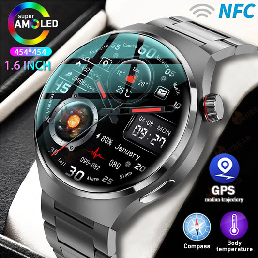 For HUAWEI GT4 Pro GPS NFC Smart Watch Men 360*360 AMOLED Screen Heart rate Bluetooth Call IP68 Waterproof Man Smartwatch 2024-EXPROTAS
