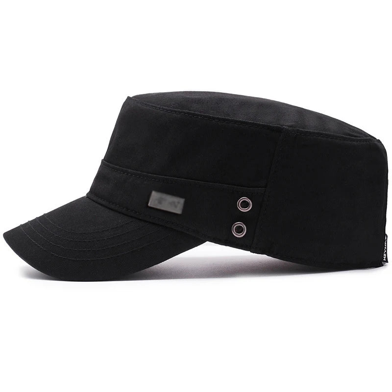 Baseball Cap Men Flat Cotton Sun Hat Casual Peaked Outdoor Brim