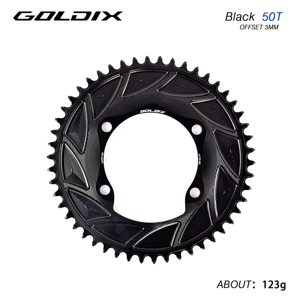 GOLDIX 110BCD AERO Chainring 3mm Offset 4-Bolt for Shimano R7000 R7100 R8100