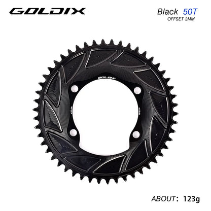 GOLDIX 110BCD AERO Chainring 3mm Offset 4-Bolt for Shimano R7000 R7100 R8100