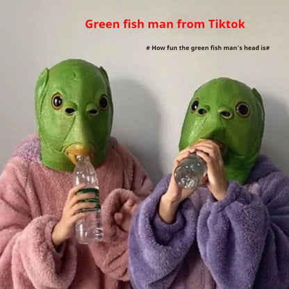 Fish Head Cover Mask Toy for Creative Play Sand Sculpture Green Wear
