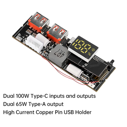 65W 100W Fast Charging Module Dual USB-C DIY Power Bank Board 3S 4S 5S