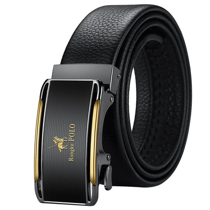OYIFAN Leather Belt Men Automatic Buckle Ratchet Sliding Dress Black Belts
